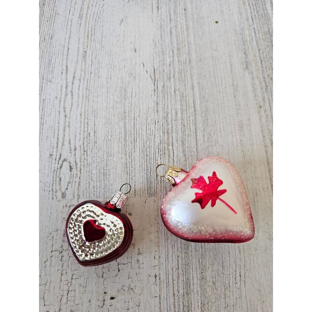 Vintage heart‎ Canadian glass ornament Xmas tree set